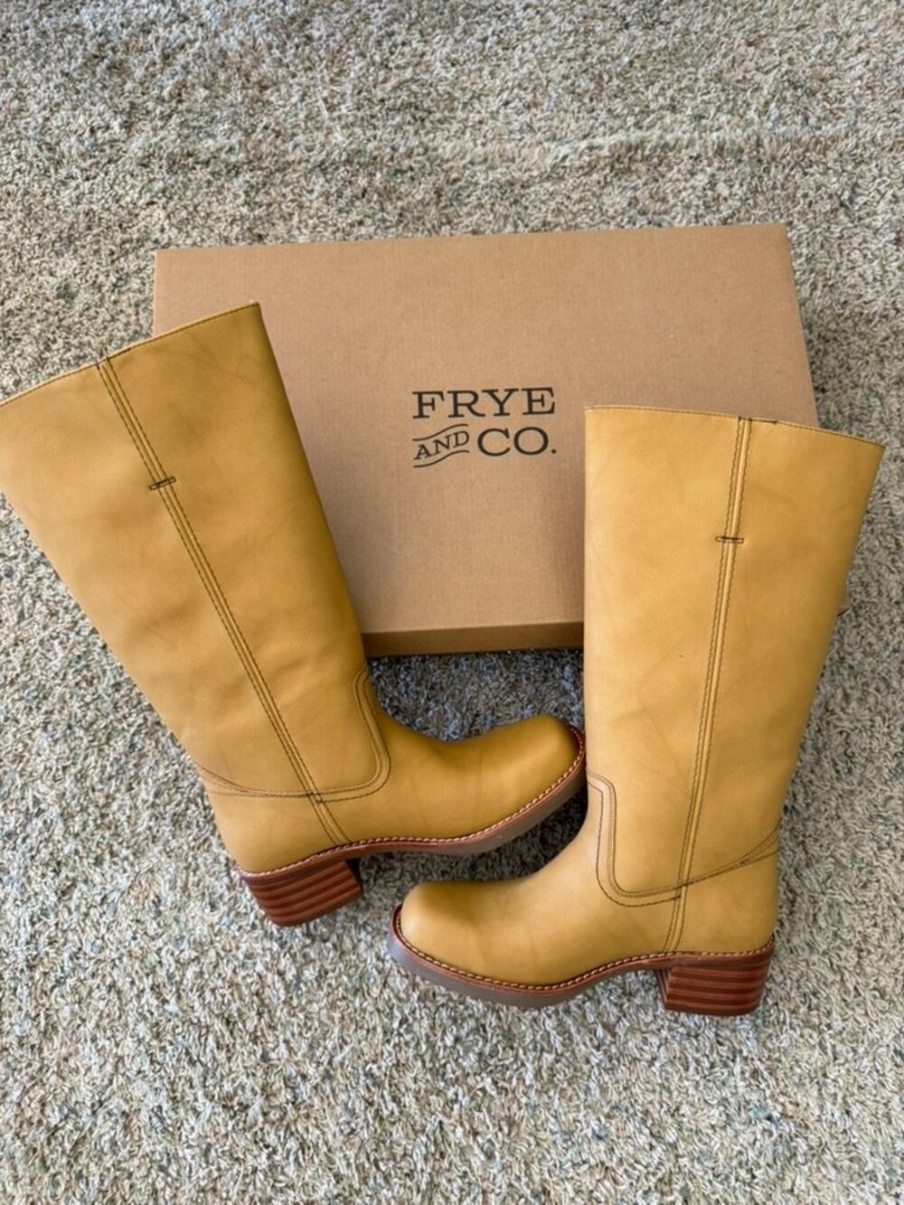 NIB Frye and Co. Miranda 14 Vegan Leather Heeled Boots in Banana Sz 8